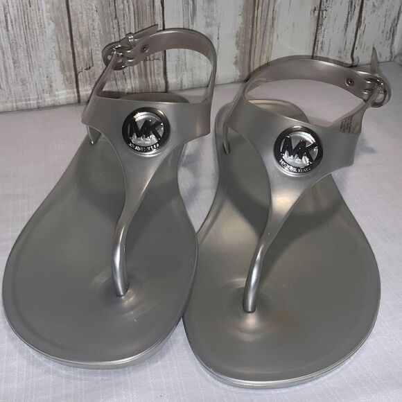 Michael Kors Silver Jelly Thong Sandals Size 6R - Picture 4 of 16